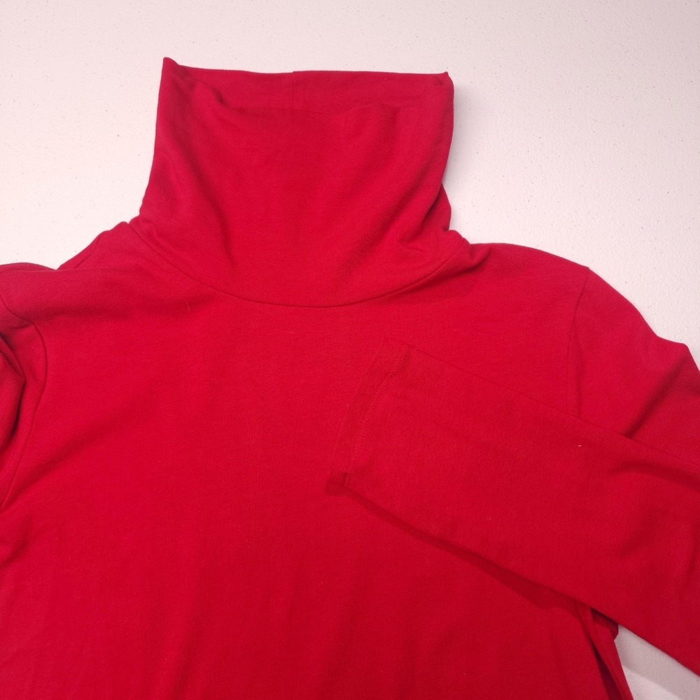 Talbots‎ Turtleneck Top Womens MP Petite Red Cotton Stretch Long Sleeve